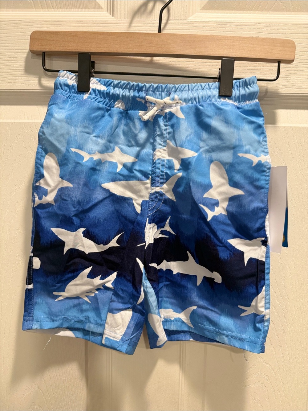 Banana Boat Kids Blue Shark Print Swim Trunks NWT Board Shorts Size 5 - Picture 2 of 7